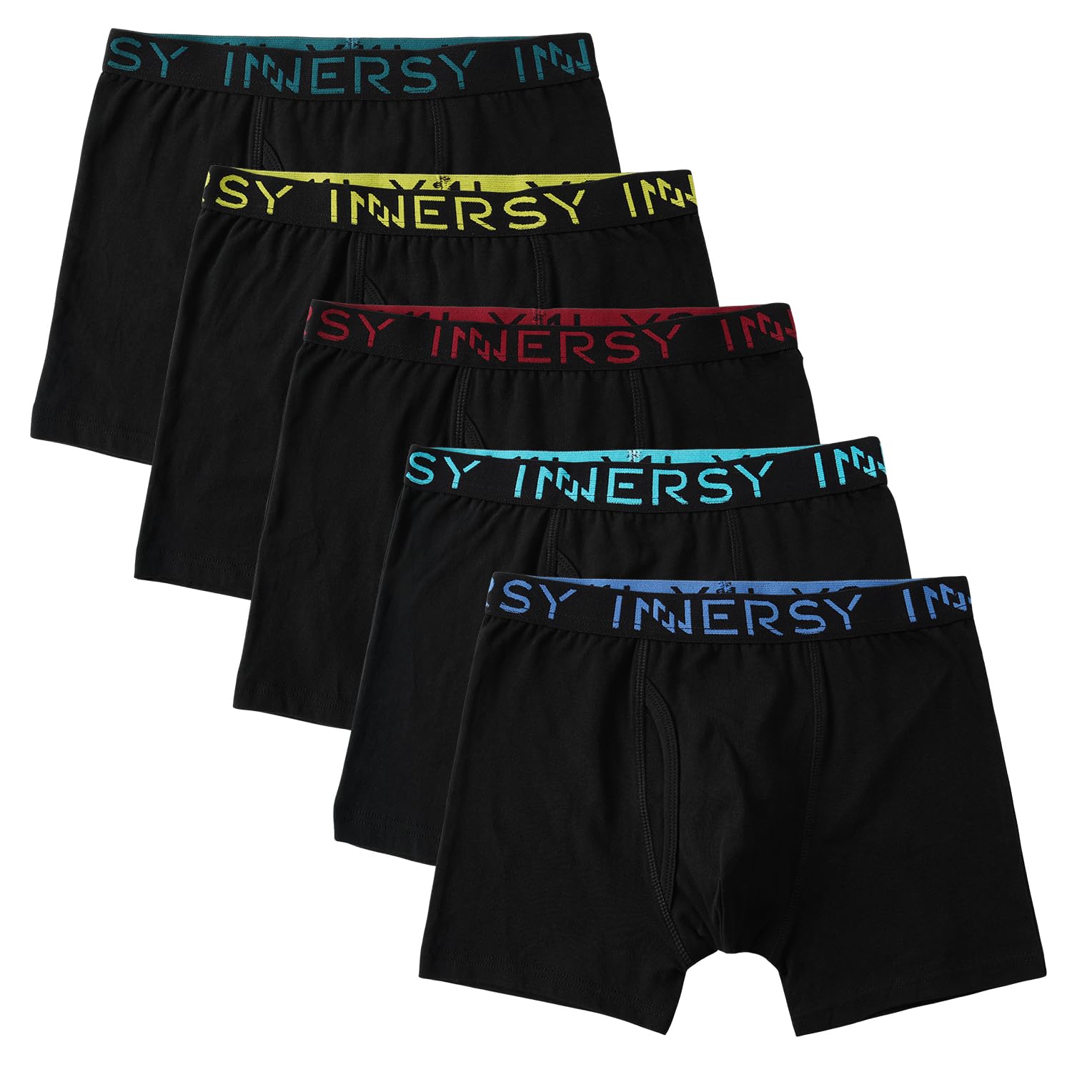 INNERSY Boys Underwear Breathable Cotton Boxer Briefs for 6-18 Teen Boys 5 Pack