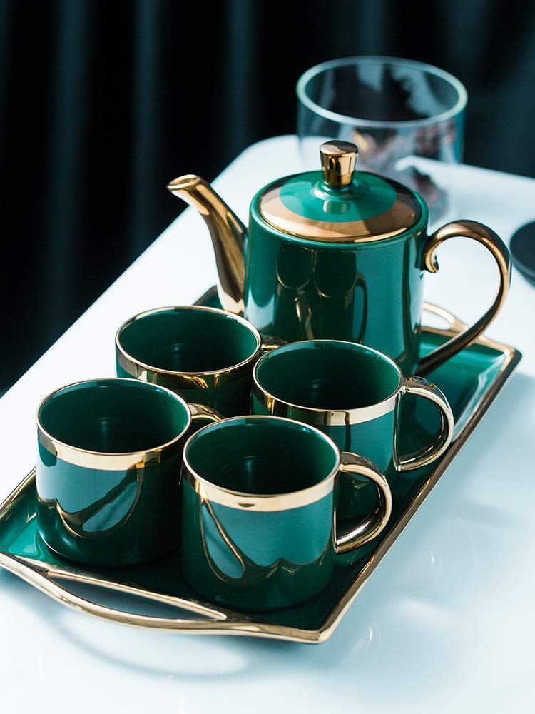 Zestaw filiżanek do espresso, kubki do kawy, herbata ceramiczna Nordic Phnom Penh zielona taca na filiżanki naczynie na wodę dekoracja barowa artykuły