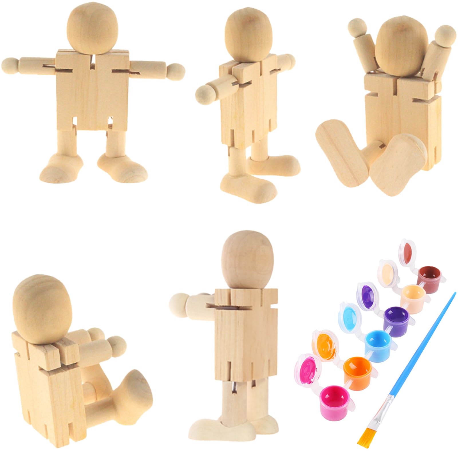 Figurines En Bois à Peindre XineYuor - Lot De 6 - Articulations Flexibles - DIY Déco Création Enfants