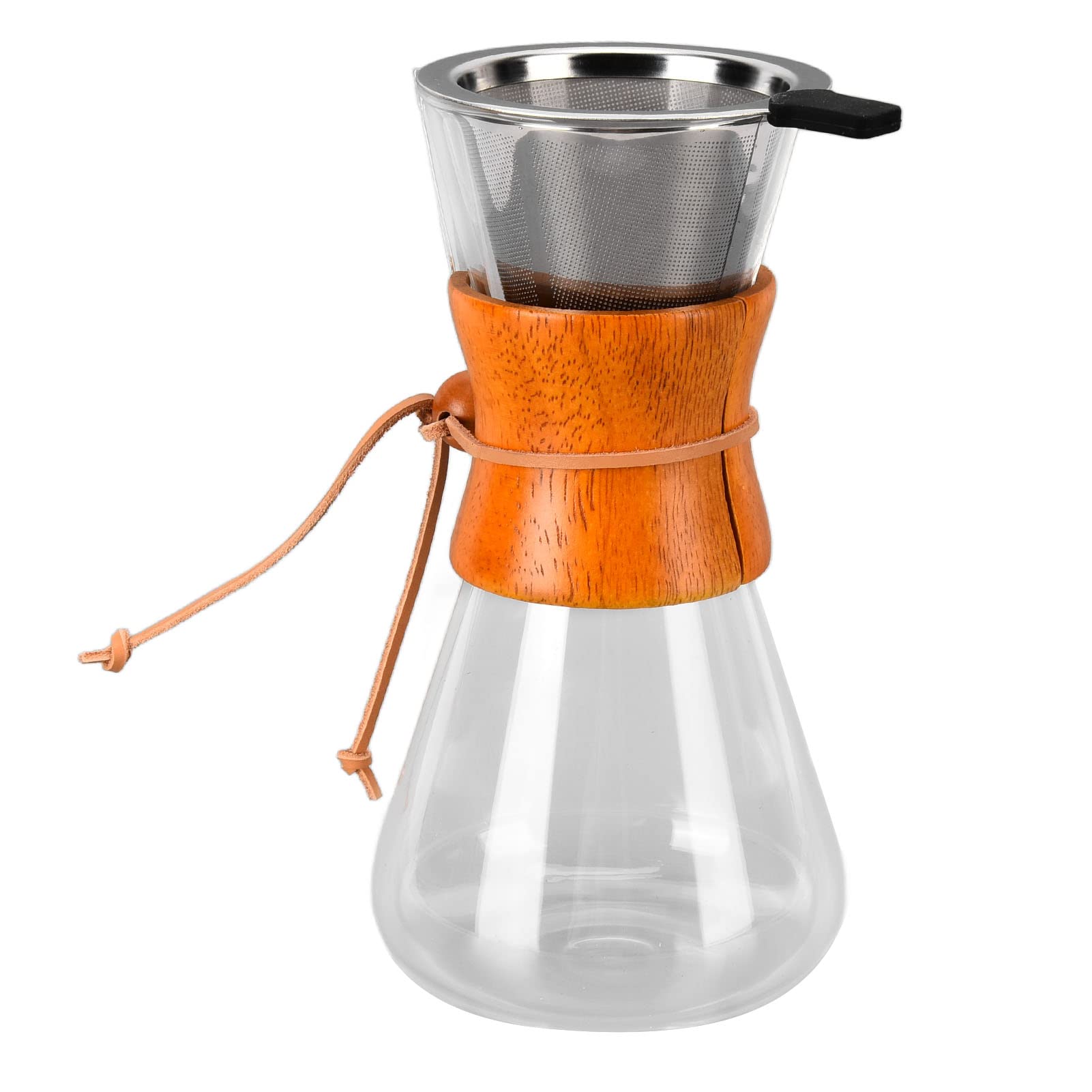 Café pour la maison et le bureau : cafetière en verre et goutteur en bambou