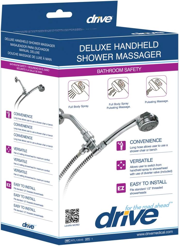 Drive Medical Deluxe Shower Spray Massager, Chrome