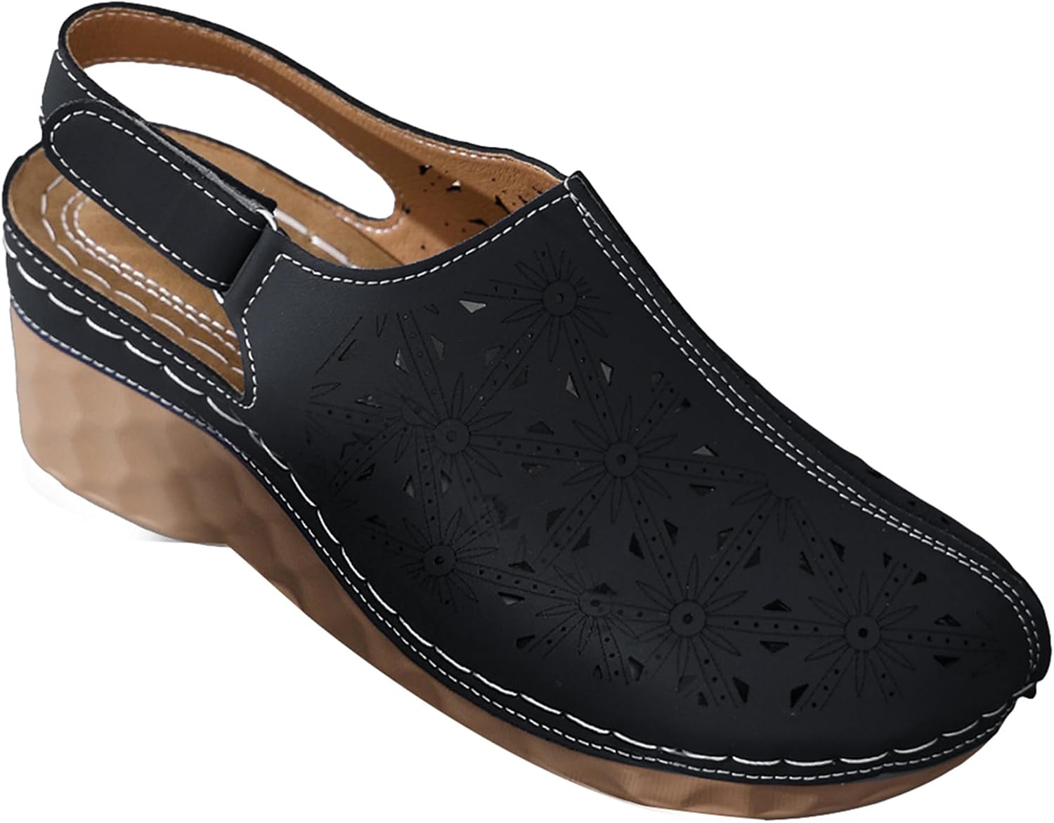 Obosoyo Closed Toe Sandals Womens Slides Platform Shoes Back Strap Summer Casual Beach Wedding Wedge Heels Hollow Out Openwork