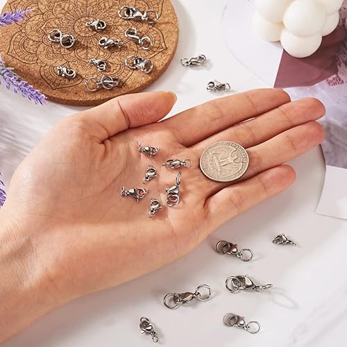 Vista 12 de Pandahall - 100 cierres de pinza de langosta de acero inoxidable, joyería de oro real de 24 quilates, cierre de langosta de 2 colores, cierre