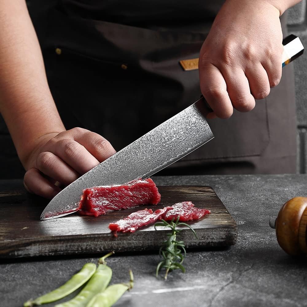 Knife Set, 2-6PCS Kitchen Knives Set Damascus Steel Cooking Chef Knife Cleaver Paring Kiritsuke Knife Resin&horn Handle Kitchen Knife Set BY ZZYY (Color : B8800-2pcB)