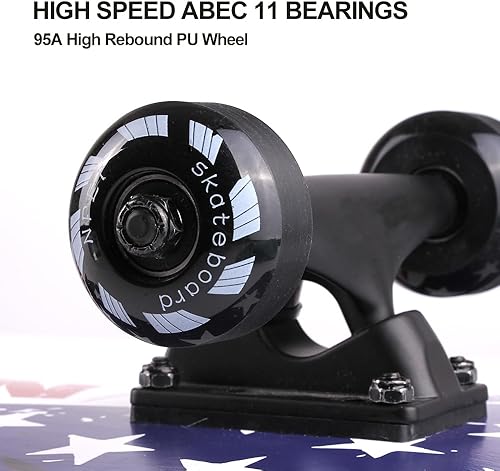 Miniatura 28 de NPET Pro - Patineta (Skateboard) completa de 31 pulgadas y 7 capas de arce canadiense. Patineta cóncava Black,02 Bandera USA,03 Monstruo