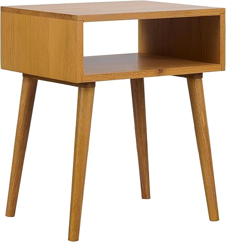 Miniatura 8 de NTC Mesita de noche Zoe de roble macizo, mesa auxiliar moderna de mediados de siglo, muebles de noche, mesa auxiliar, fácil montaje, negro quemado