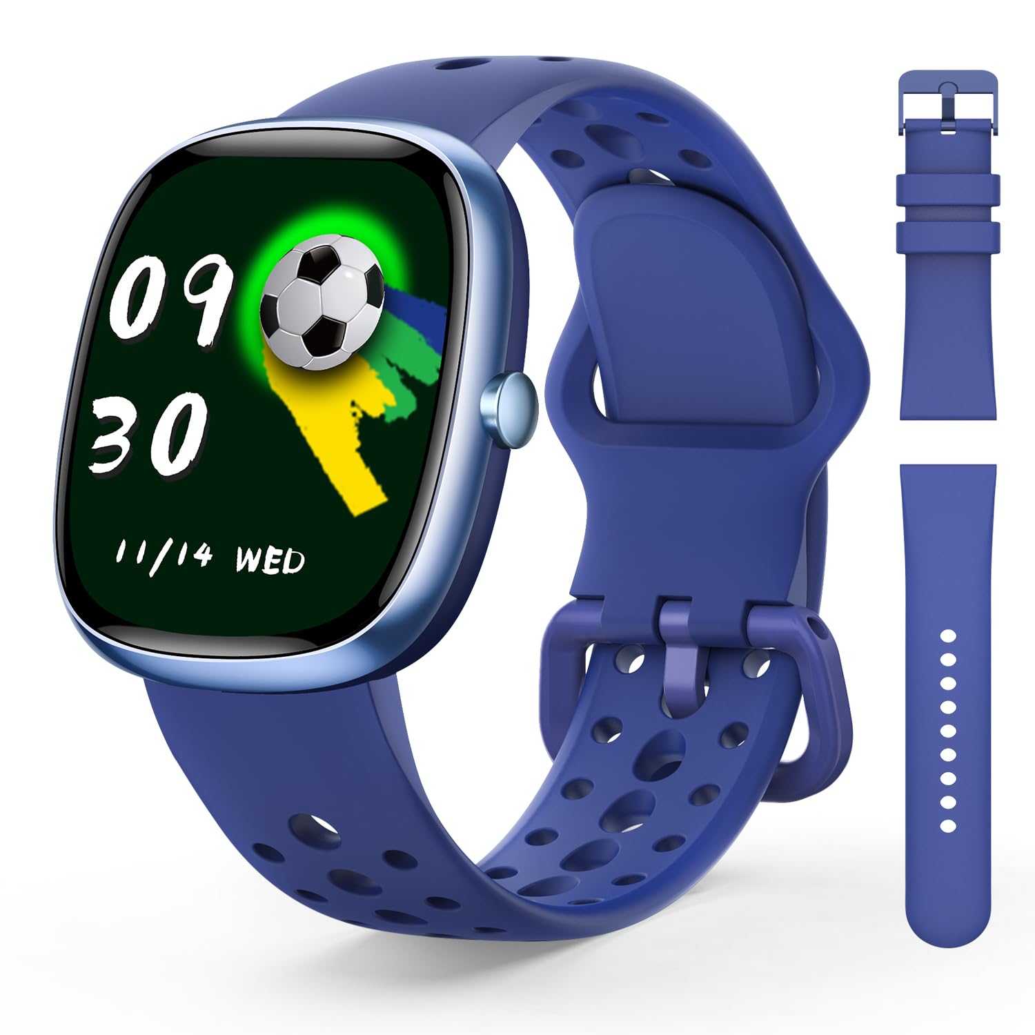 Reloj Inteligente Niño, Pulsera Inteligente con 100+ Modos Deportivos, Podómetro, Frecuencia Cardíaca, Monitor de Sueño, IP68 Impermeable, Regalos para Adolescentes de 5-16 Años, Azul