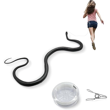 Snake Prank with String Clip - Rubber Fake Snake for Hilarious Scare Gag