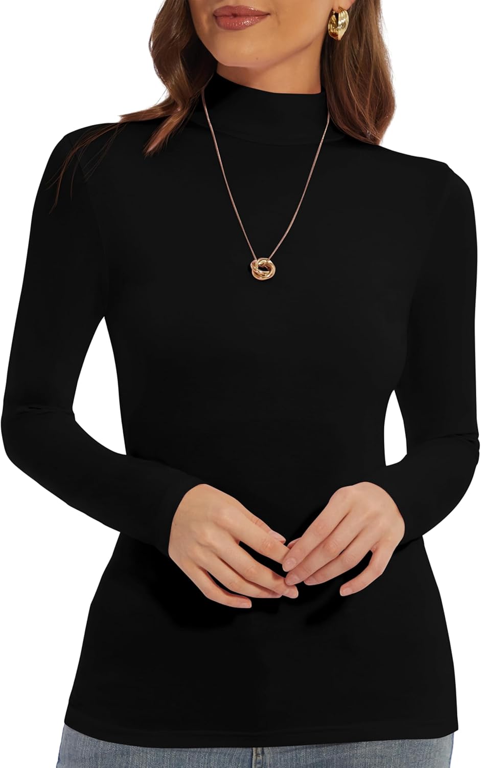 Zephyrine Womens Long Sleeve Mock Turtleneck Lightweight Shirts Slim Fitted Base Layer Undershirt