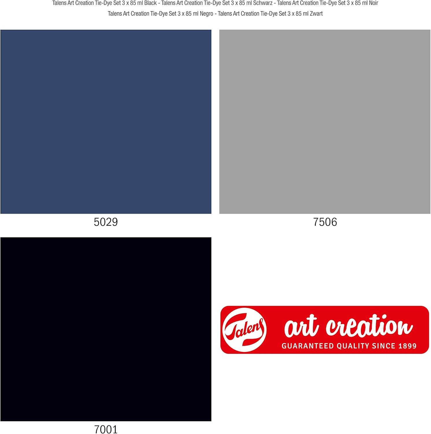Talens Art Creation Tie-Dye Set | Blue, Grey & Black + Gloves | Fabric Dye for T-Shirts, Shoes, Clothing, DIY, Upcycling