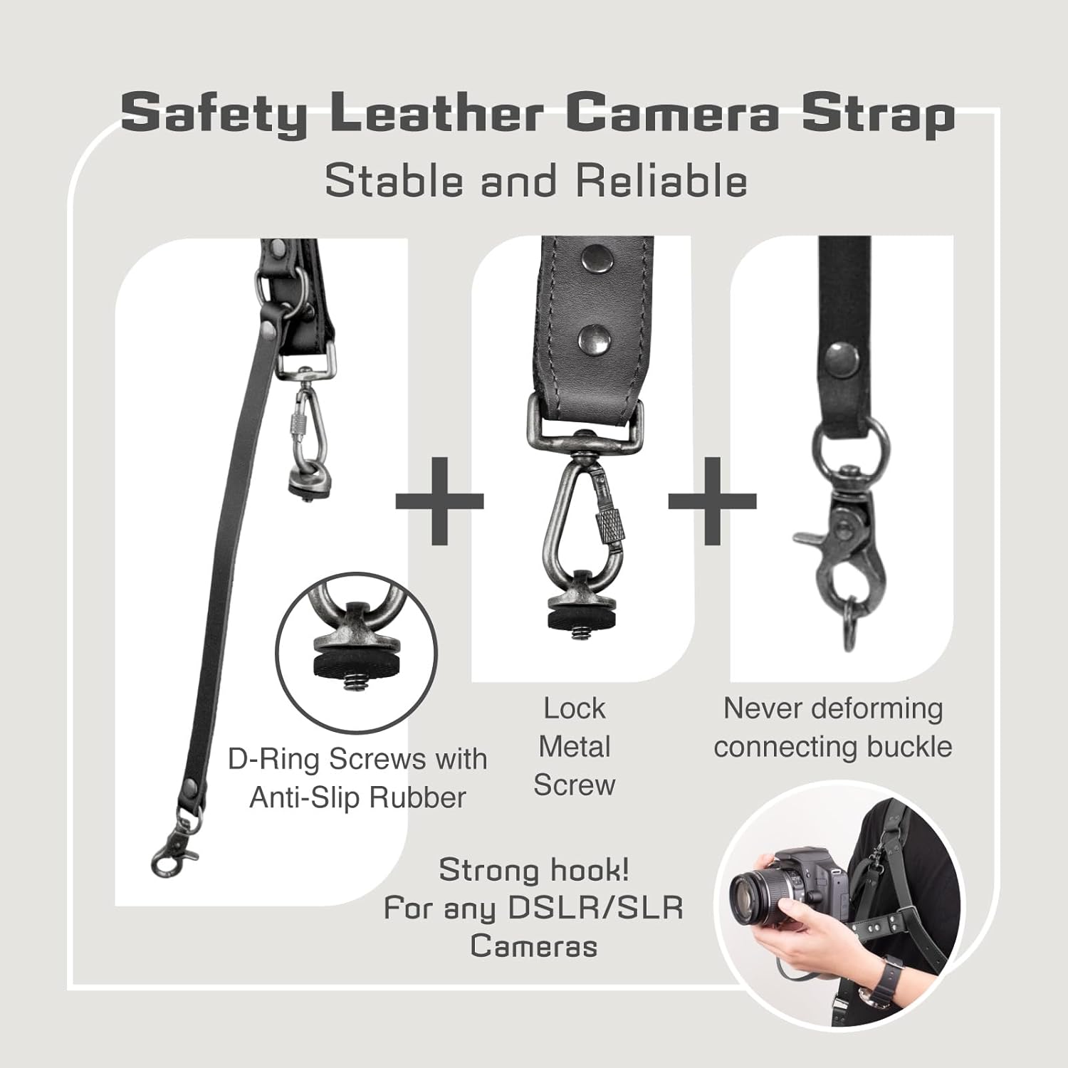 Camera Strap for 1 or 2 DSLR,Dual Camera Harness for 1 or 2 Cameras,Shoulder Leather Camera Strap for Photographers