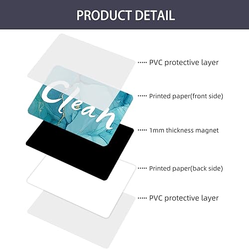 Miniatura 2 de Dirty Clean - Imán para lavavajillas, letrero de limpieza sucia, rojo y verde, rectangular, PVC, 1 unidad, pequeño, minimalista