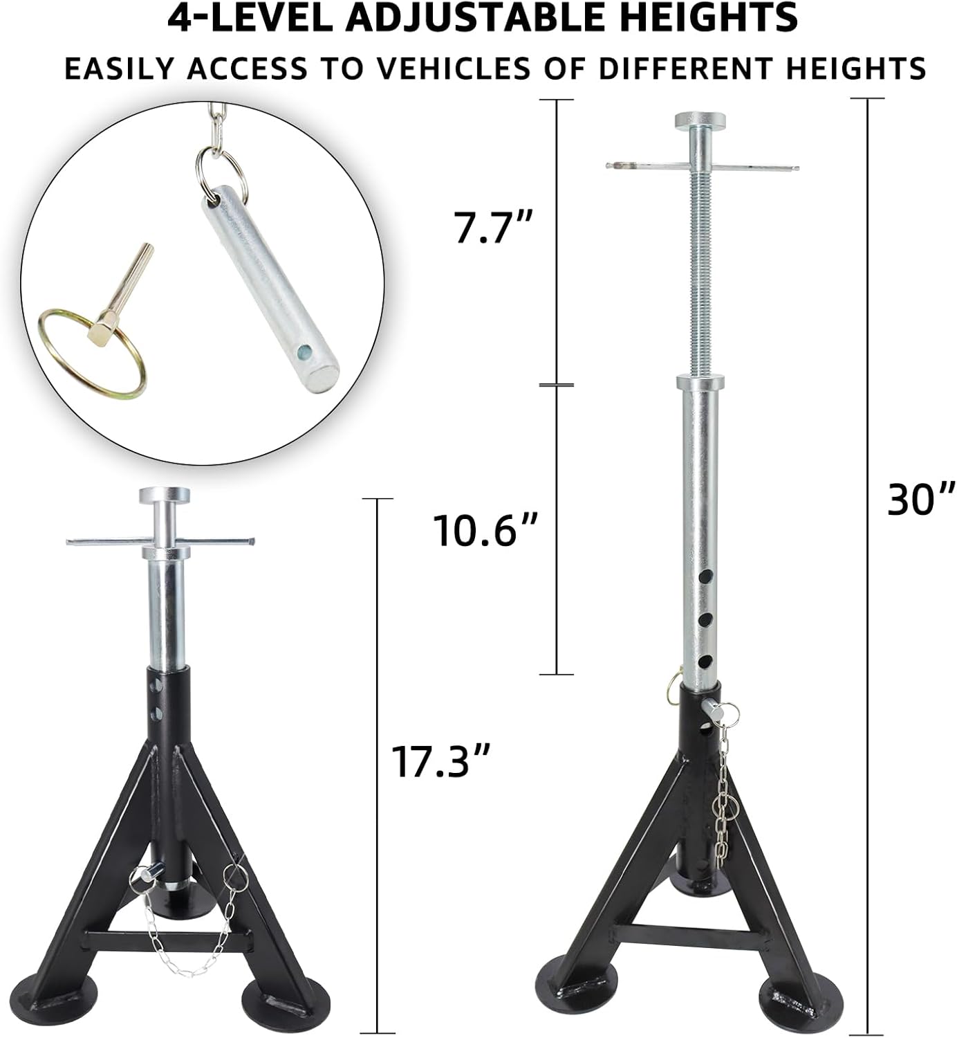 BESTOOL RV Supports Stabilizer Jacks, Travel Trailer Stabilizer Jacks Camper Jack Stands from 17.3" to 30", 3 Ton 6,000 lbs Capacity, 2PC/Standard Jack Stand