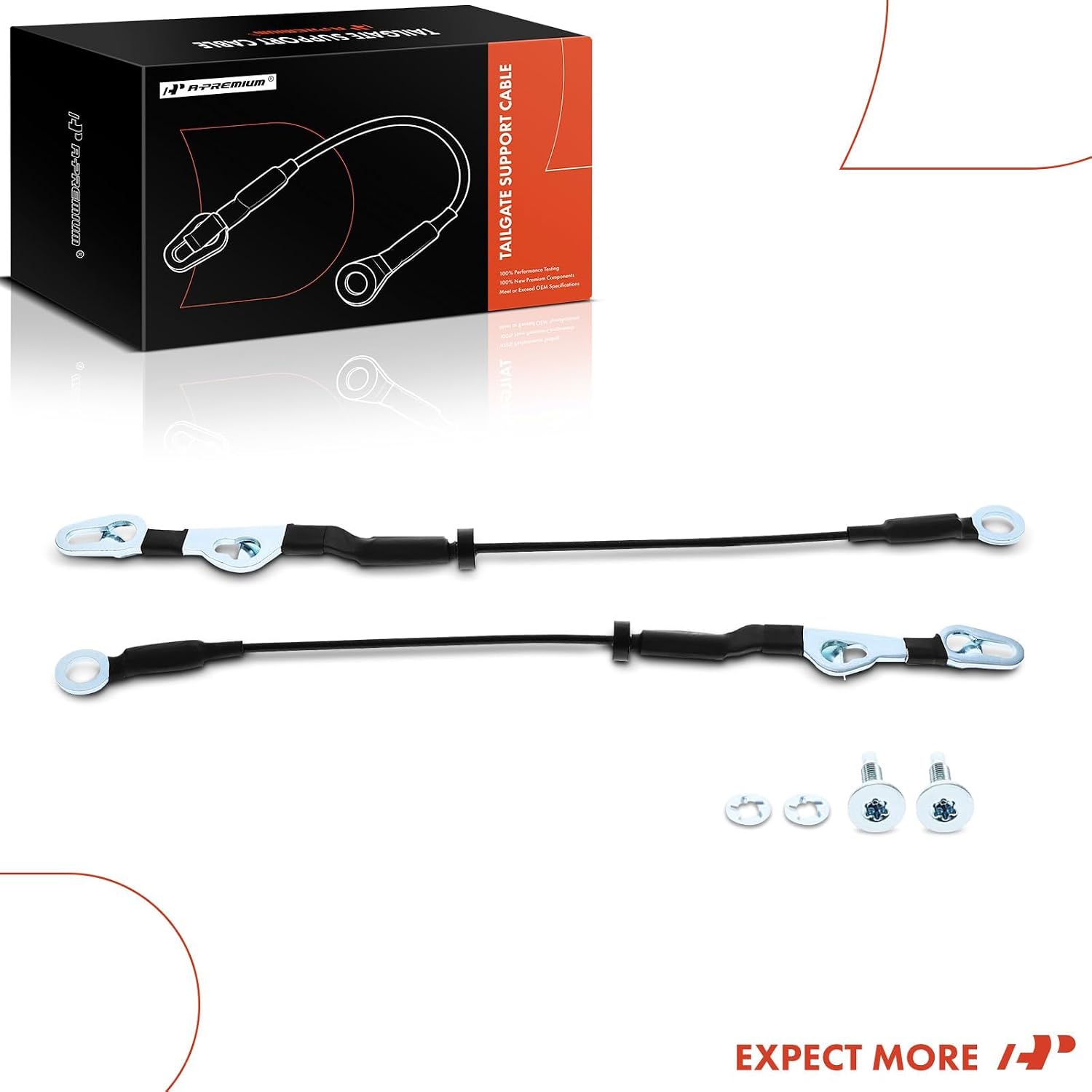 A-Premium Tailgate Support Cable Compatible with Chevrolet Colorado & GMC Canyon, 2004-2012, 16 1/2 Inch, Rear Tailgate Driver and Passenger Side, 2-PC Set, Replace# 20817817, 20817818