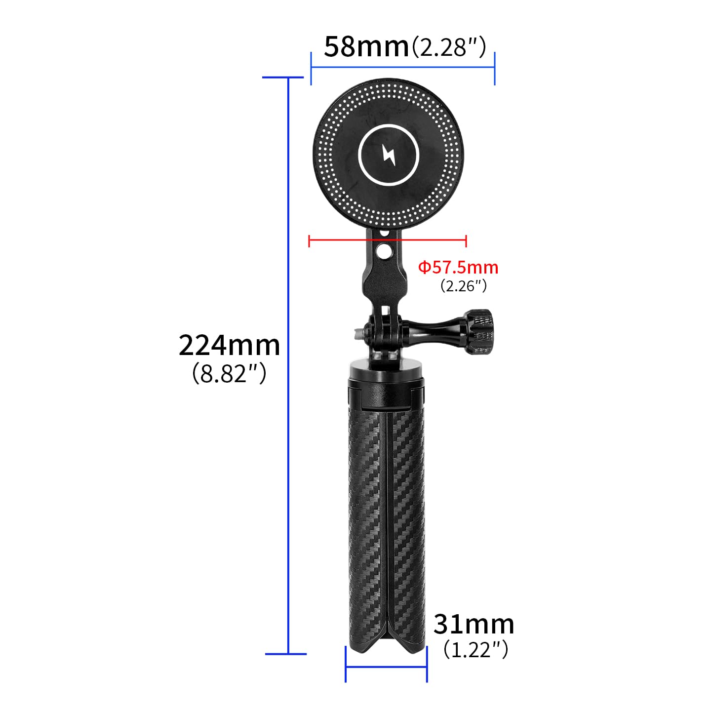 Treppiede da tavolo con slot per 3 schede per smartphone Live Streaming (base magnetica Set B)