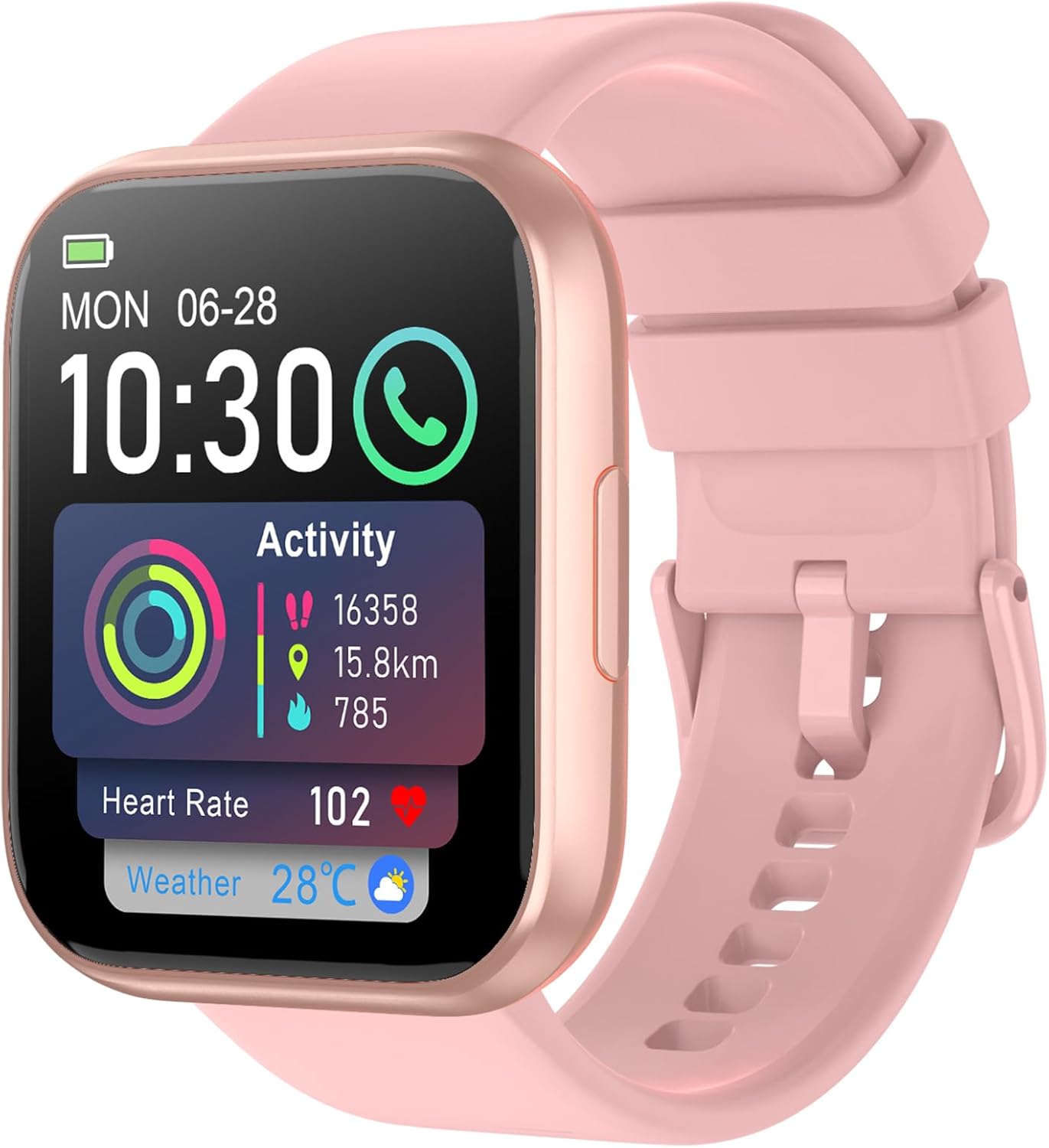 Smart Watch for Men Women, 1.85" HD Fitness Tracker with Bluetooth Calls, 120+ Sport Modes Fitness Watch, Fitness Tracker 24/7 Heart Rate/Sleep Monitor, IP68 Waterproof, for Android/iPhone (Pink)
