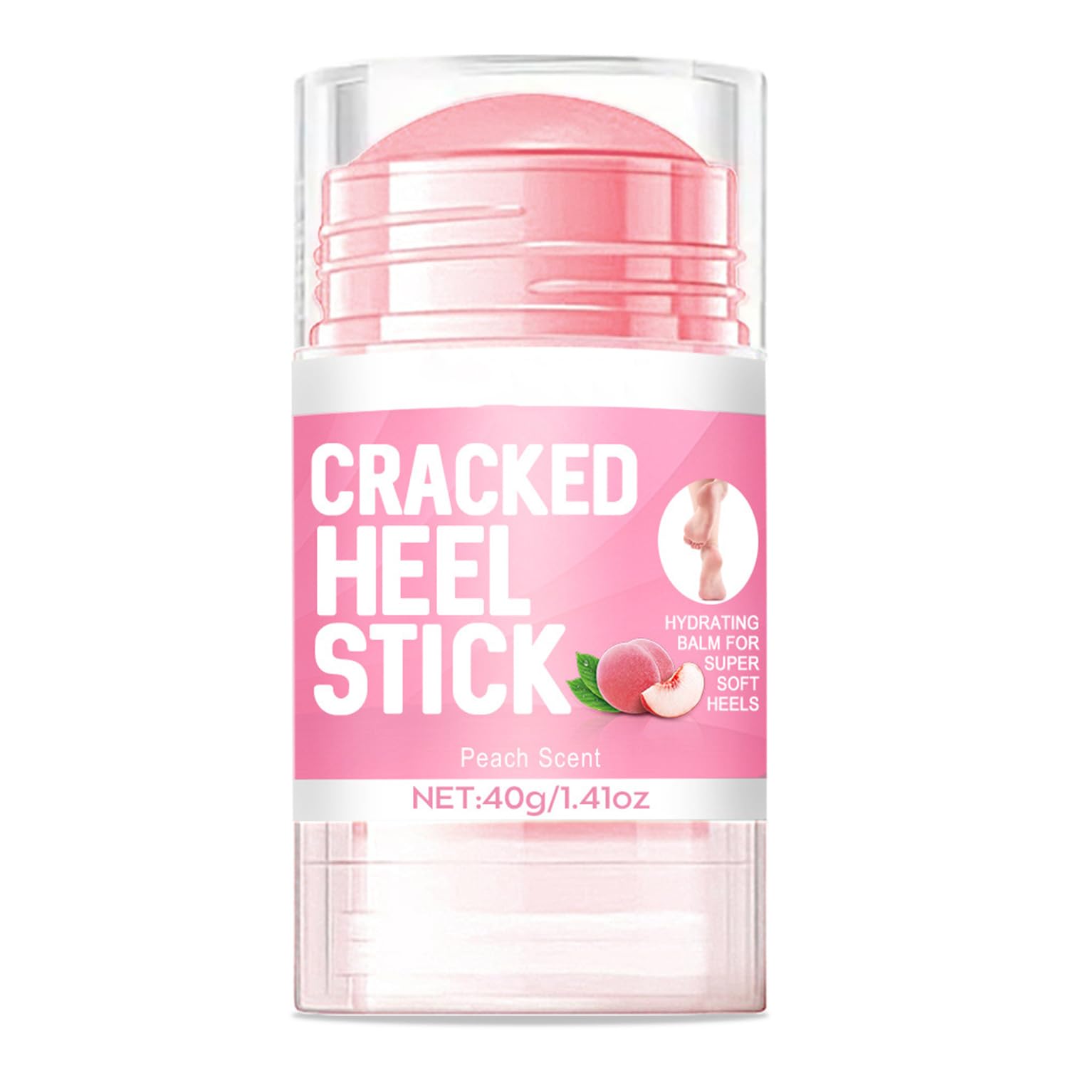 Grospe Foot Cream, Foot Moisturizer with Peach Scent for Dry Cracked Feet Knees Elbows Hands - Heel Balm Stick with Natural Plants Oil Heel Cream Smoothing and Soft Skin 1.41oz