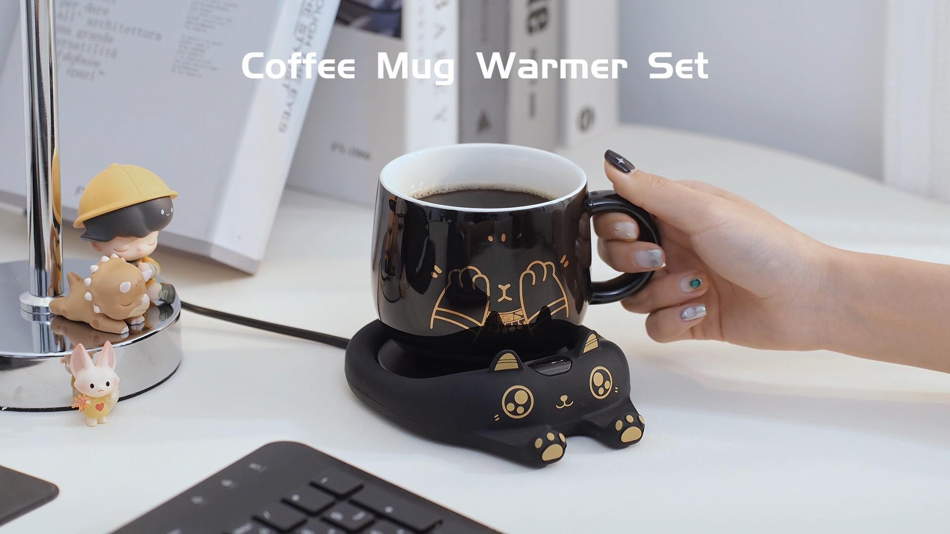 Amazon.com: PUSEE Coffee Mug Warmer & Cute Cat Mug Set, Coffee Cup