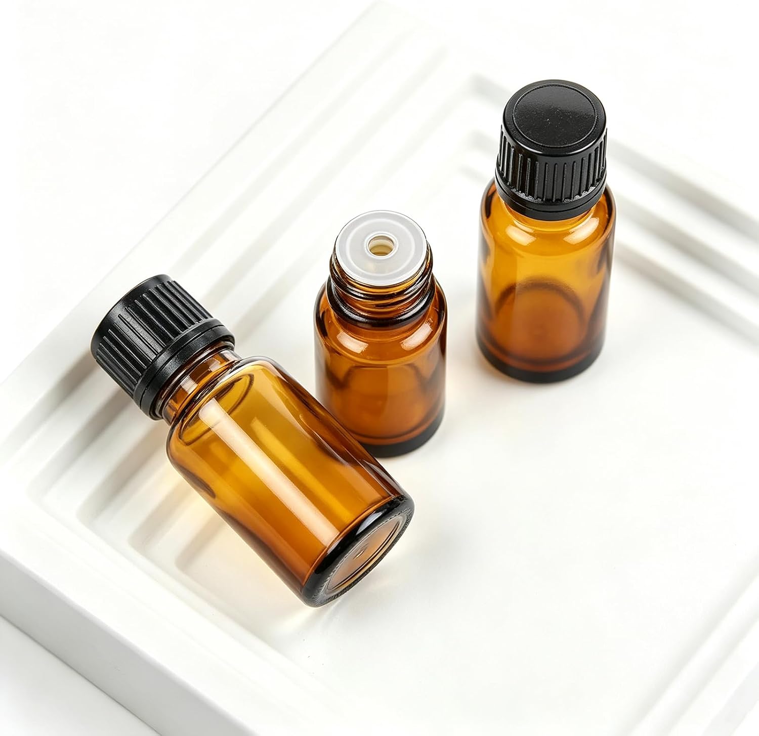 24 Pack 10ml Glass Bottle Refillable Essential Oil Bottle Vial Container for Perfume,Essential Oil,Travel