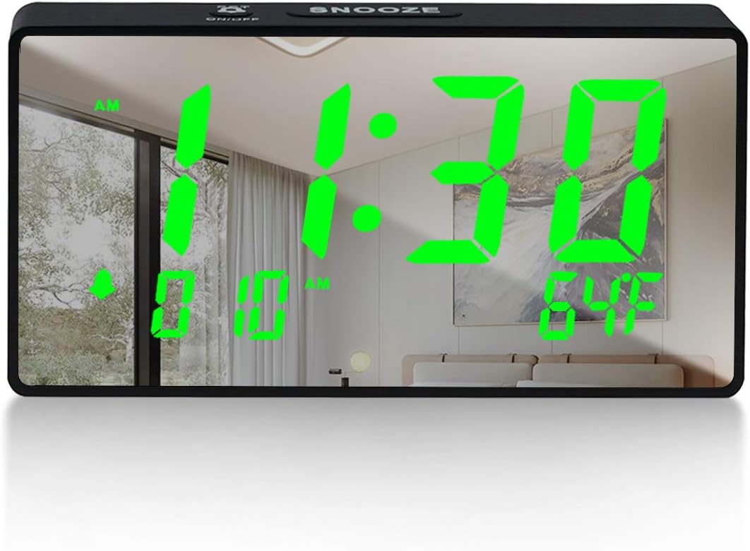 BOCTOP Desk Digital Alarm Clock, Large Numbers 6" LED Display, with USB Port for Charging, 0-100% Brightness Dimmer, Temperature, Snooze , Adjustable Alarm Volume，Small Bedside Clocks.