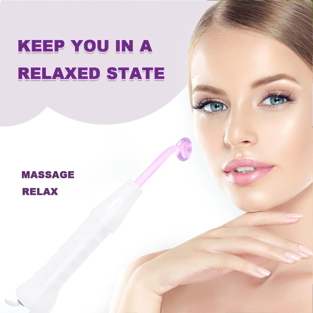 INOOMP Masajeador de Alta Frecuencia Portátil para Reafirmación Facial, Dispositivo Electroestimulador de Belleza Color Claro, Instrumento de Masaje Facial para Cuidado de Piel y Cuero