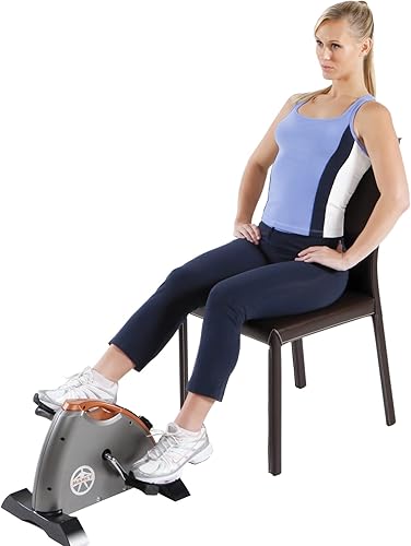 Marcy Under Desk Mini Pedal Leg and Arm Exercise Cycle with Adjustable Magnetic Resistance Leg Exercisers Gris