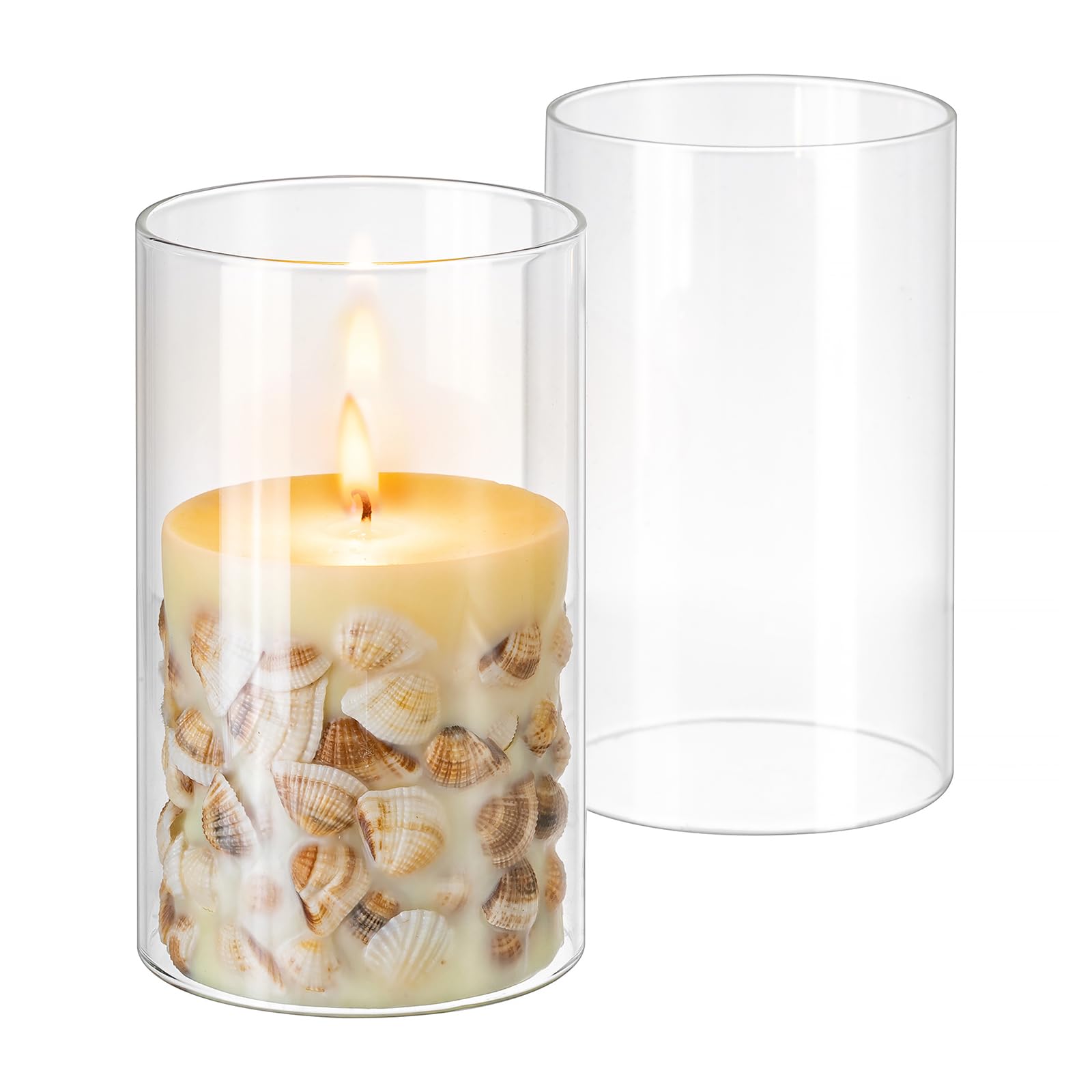 Glasseam 2Pcs Glass Hurricane Candle Holder Sleeve for Table Centrepiece