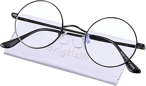 Brigtlaiff Gafas redondas de bloqueo de luz azul para hombres y mujeres, gafas de televisión para juegos de computadora, antifatiga ocular con marco