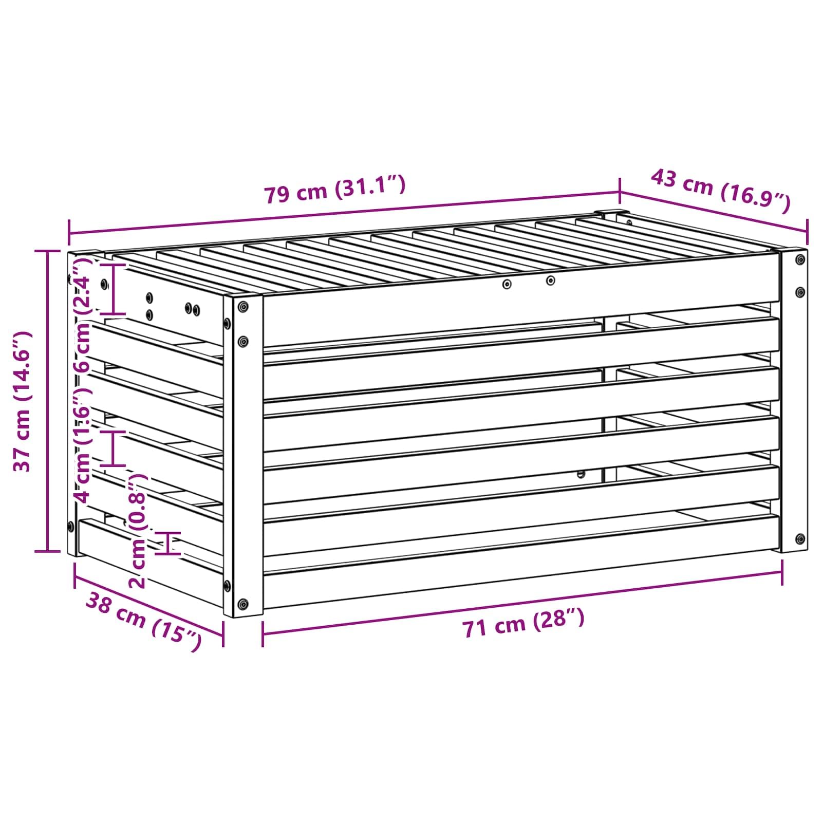 Taboret outdoorowy z litego drewna akacjowego, 79 x 43 x 37 cm, odporna na warunki atmosferyczne, moduł do siedzenia na taras, balkon, werandę, modułowe rozszerzenie, nowoczesny element sofy