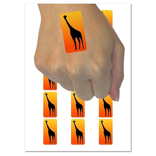 Jirafa de pie sólido tatuaje temporal resistente al agua Fake Body Art Set Collection - 54 tatuajes de 1 pulgada (1 hoja)