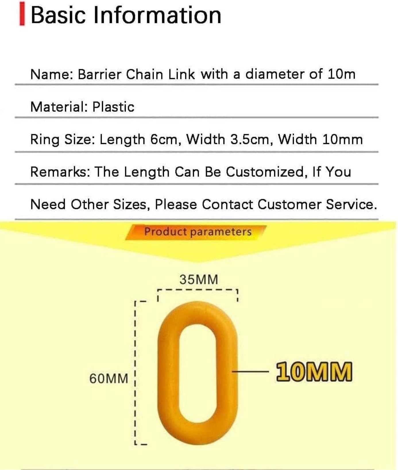 Wytrzymały plastikowy łańcuch ostrzegawczy z haczykami S do parkowania, budowy, dróg i krawędzi nieruchomości – wszechstronne zastosowanie (wsporniki nie wchodzą w zakres dostawy)
