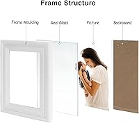 Vista 34 de Portarretratos de 5 x 7, doble bisagra horizontal de madera con marco de fotos plegable con frente de cristal real en grano de madera envejecido