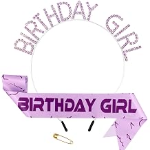 Kpop Birthday Decorations Birthday Girl Purple Sash and Headband Demon Ligtning Energy Pattern Purple Birthday Decorations for Women Kpop Party Favors Photo Props