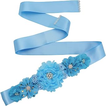 Elegant Floral Maternity Sash for Women Crystal Pearls Baby Shower Wedding Party Flower Girls Belts