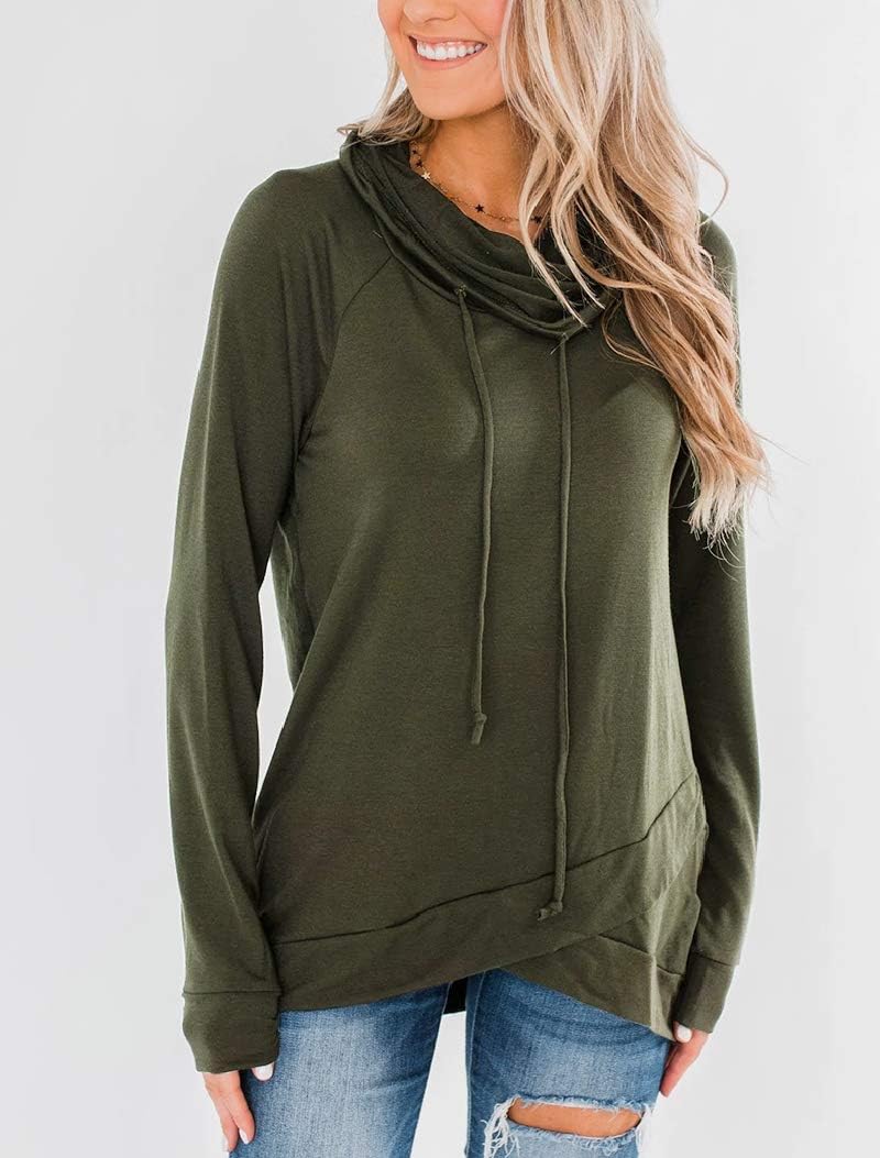 Orchidays Womens Long Sleeve Sweatshirt Cowl Neck Workout Tunic Tops Casual Drawstring Pullovers - Image 3