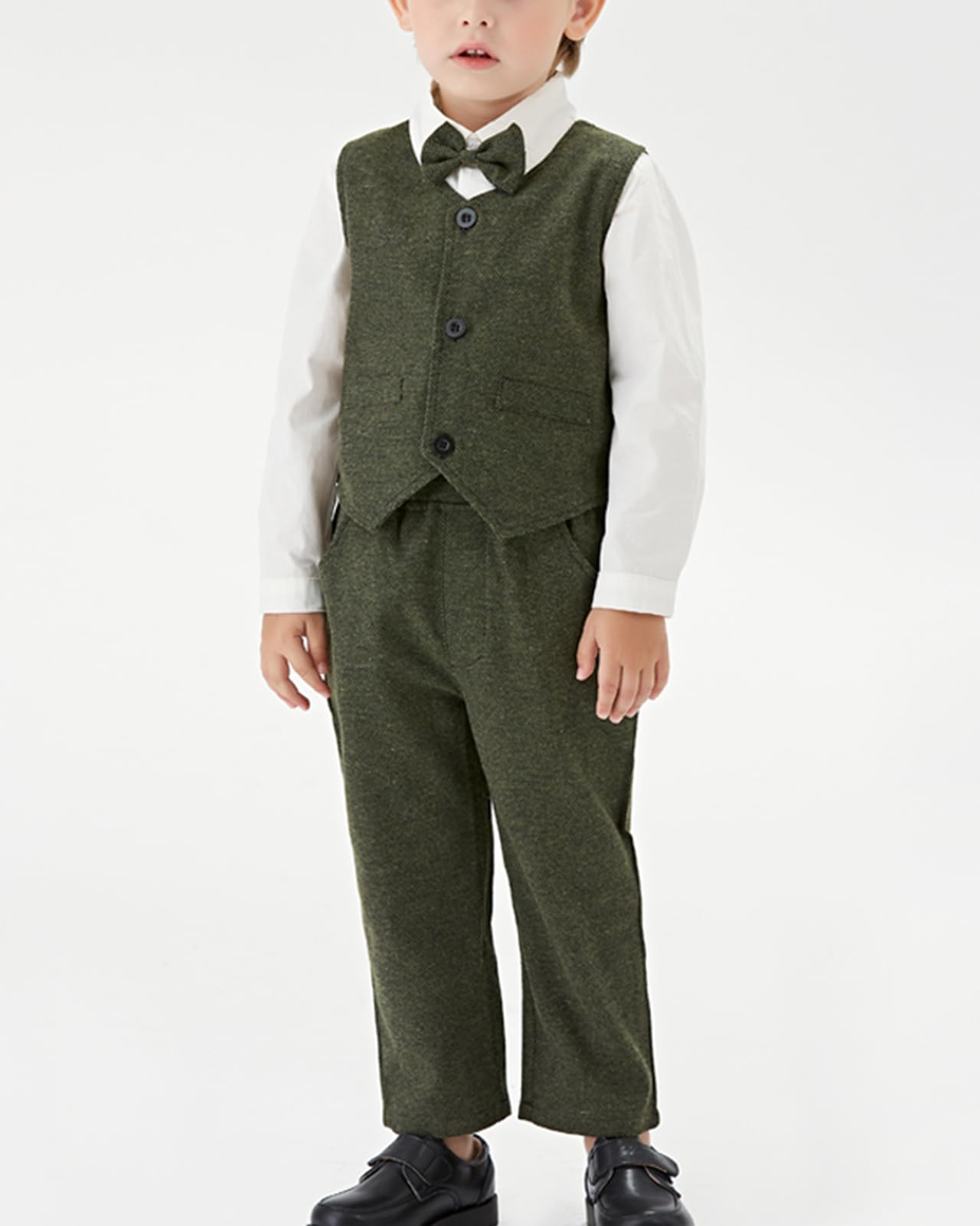 Completini e Coordinati Gentiluomo per Bambino Battesimo,Gilet + Camicia + Pantaloni + Papillon Tuta Bimbo Cerimonia Nozze Elegante Suit
