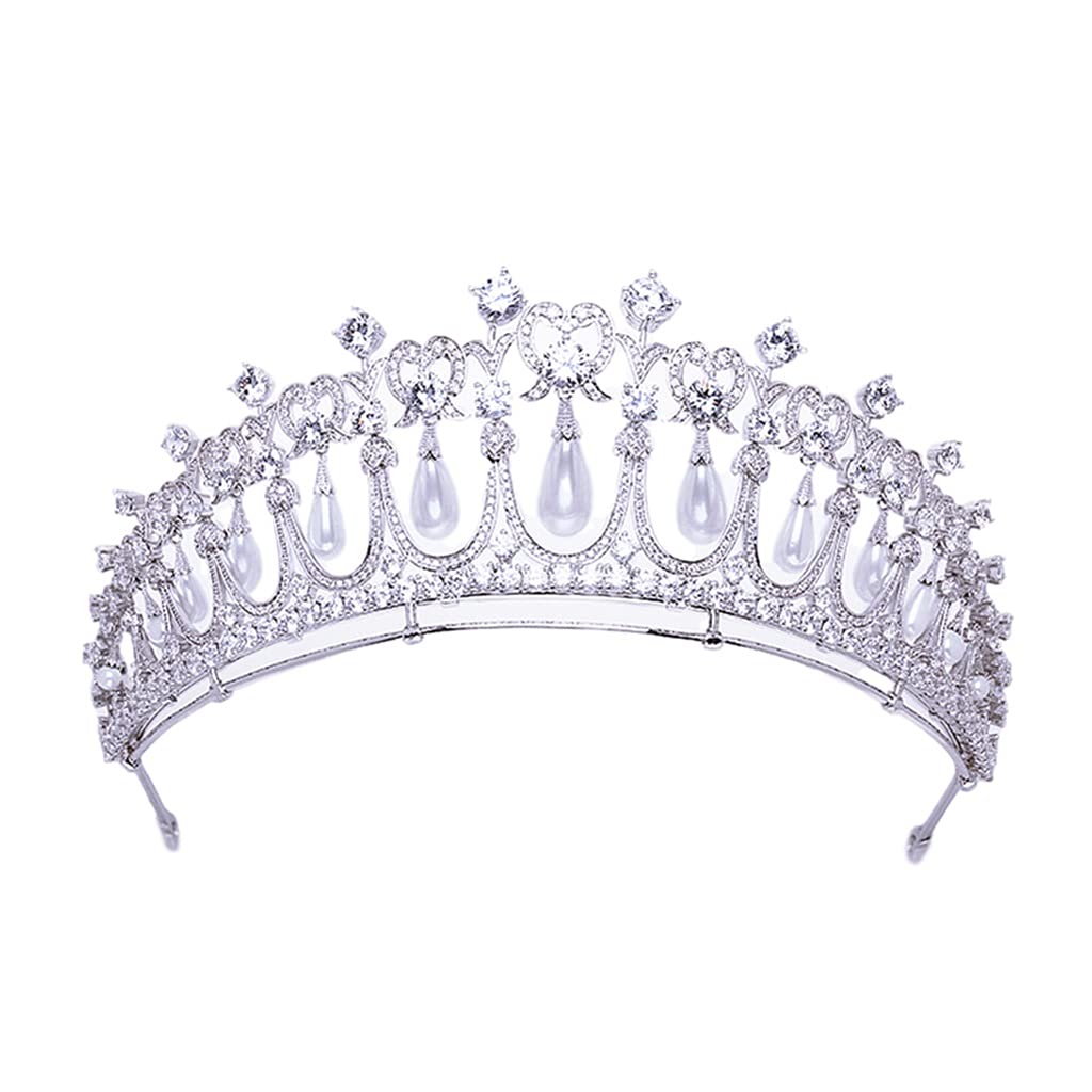 European palace retro pearl zircon crown headdress princess bride crown queen crown wedding jewelry kangdongxu
