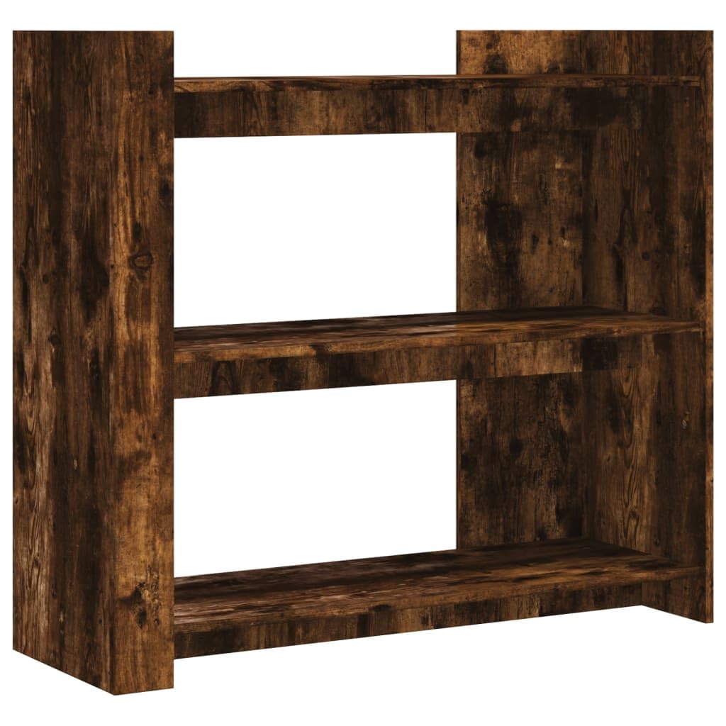 Mesa consola de roble ahumado de 100 x 35 x 90 cm de material de madera, mesa de pasillo clásica con mucho espacio para libros, artículos decorativos y plantas, incluye soporte de pared para