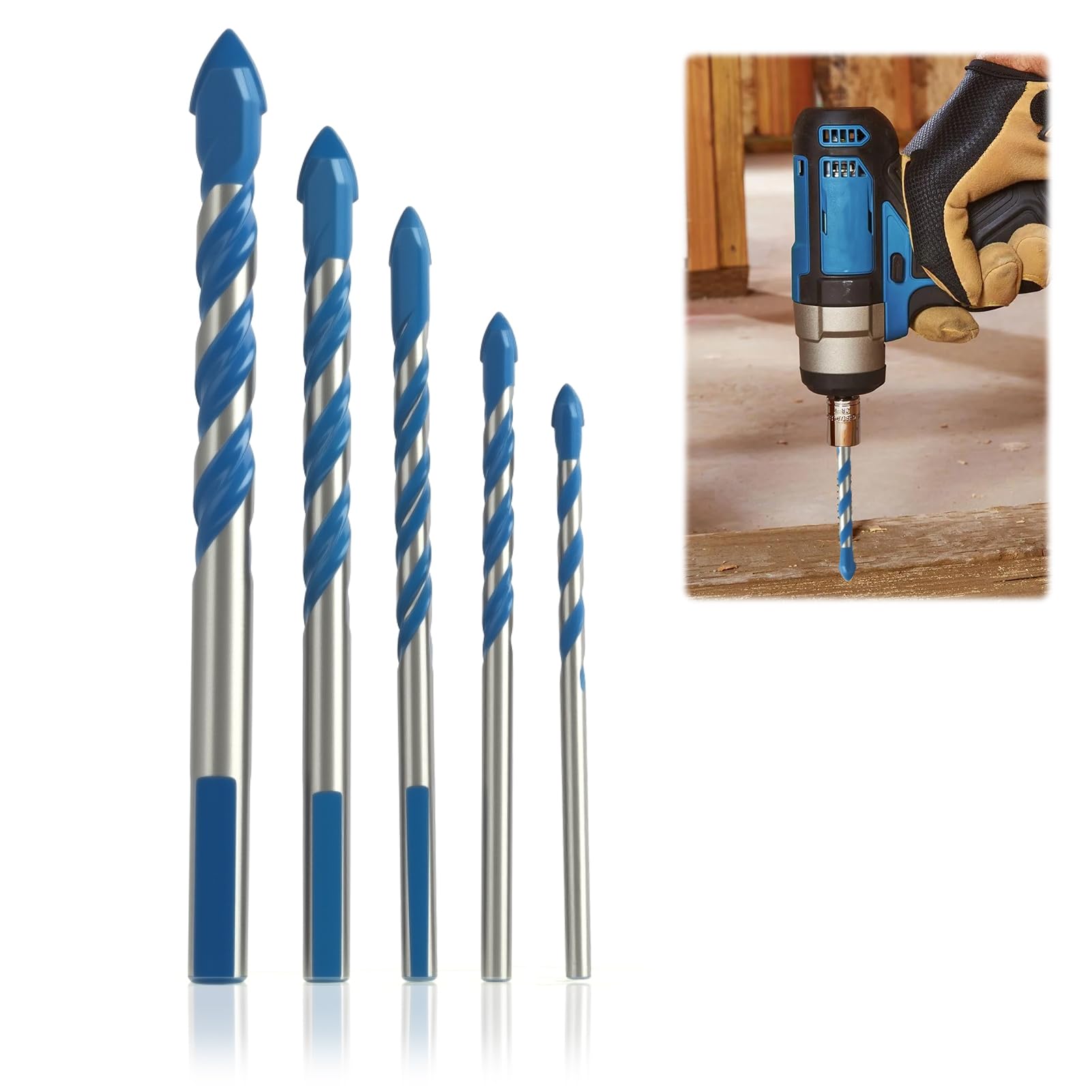 5PCS Concrete Drill Bit Set & Masonry Drill Bit Se, Concrete Drill Bits Set