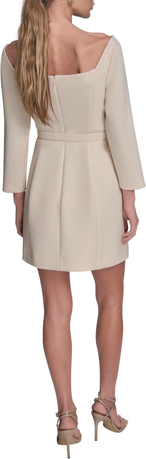BCBG Womens Off The Shoulder Long Sleeve Belted A-line Mini Dress - Image 3