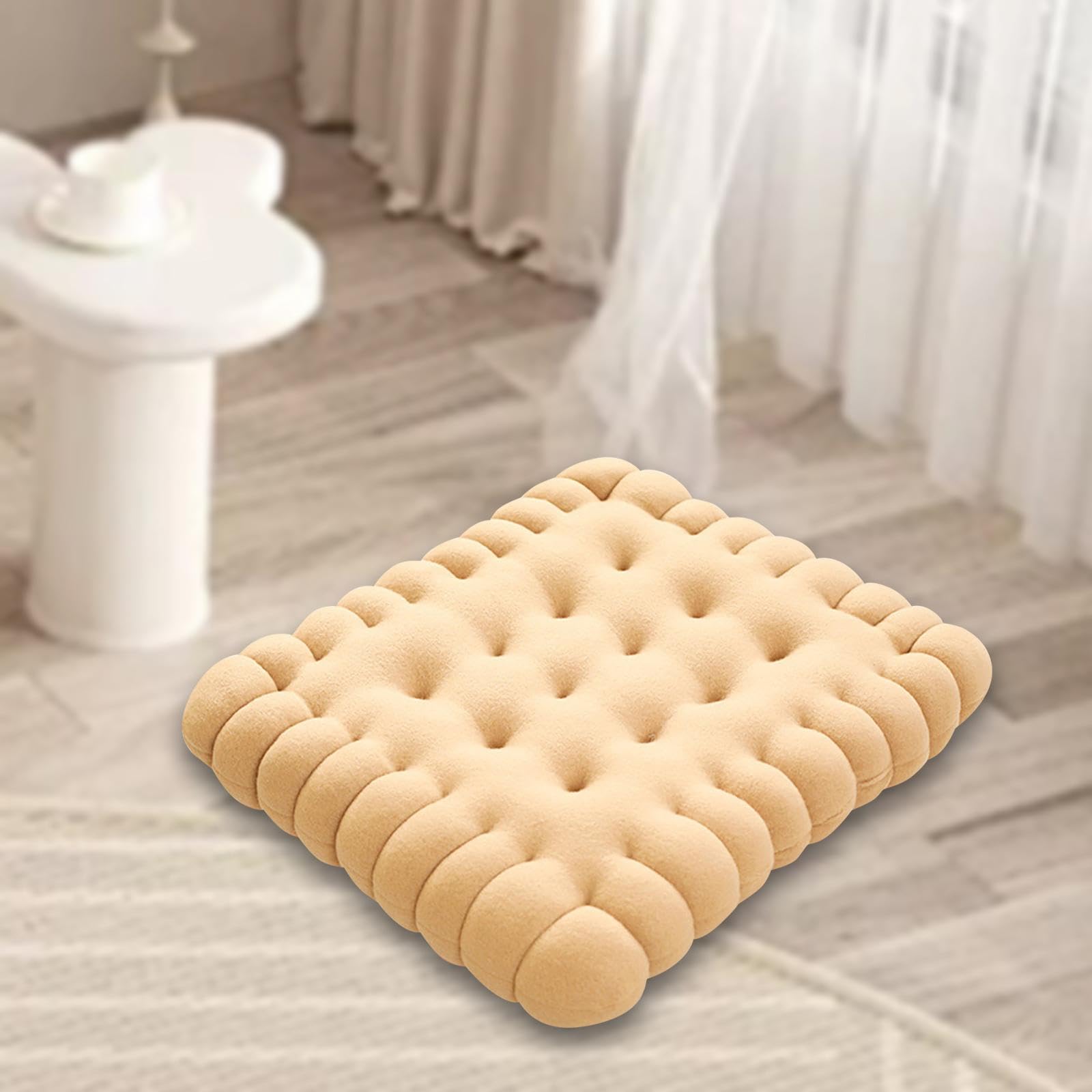 Fenteer Cuscino a Forma di Dolce Biscotto per Relax E Comfort, Beige, Piazza