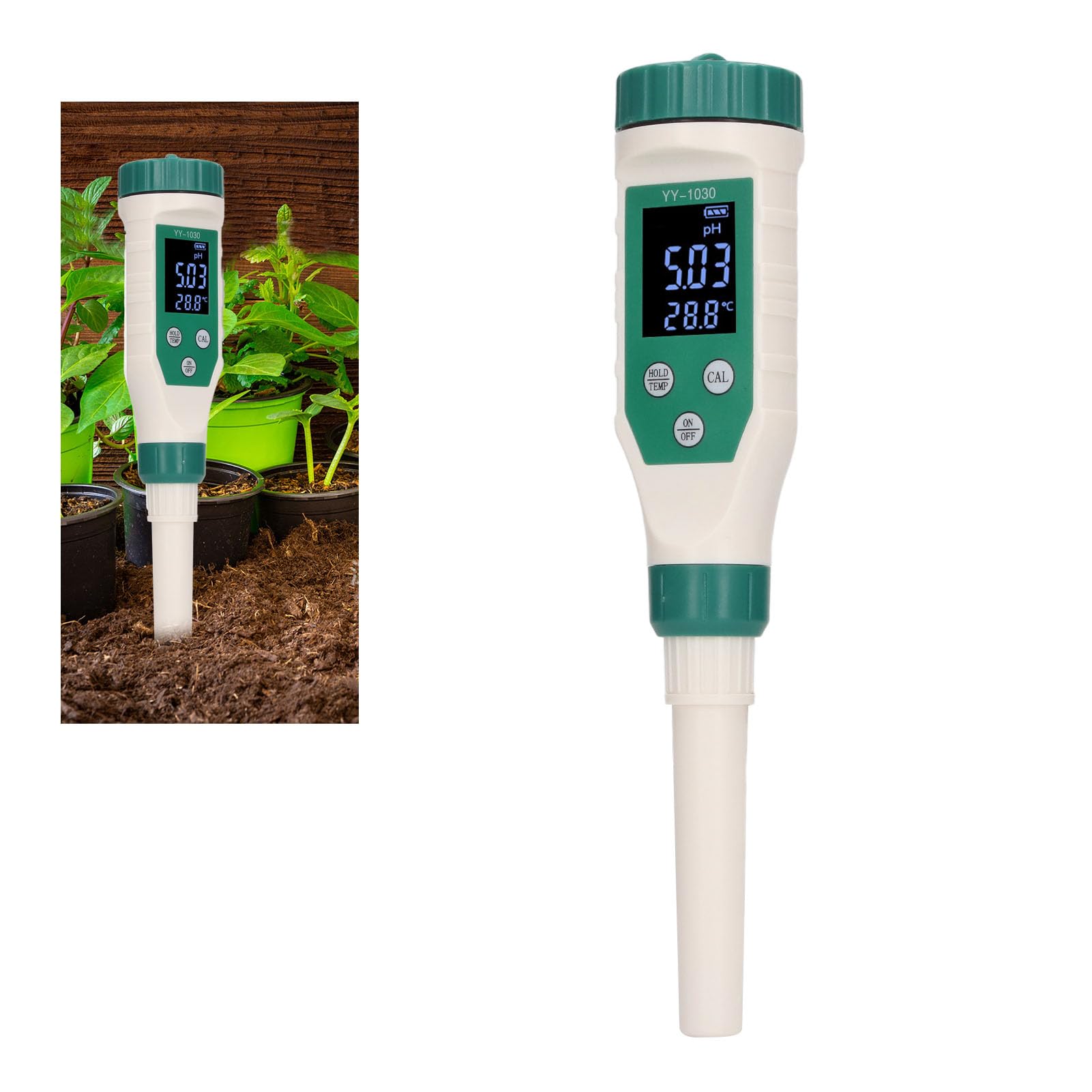 PH-Messgerät BT LCD-Display Präzise Messung Tragbare PH-Sonde für Boden Obst Wasser Professioneller Labor-Füllstandstester für Züchter ABS-Material