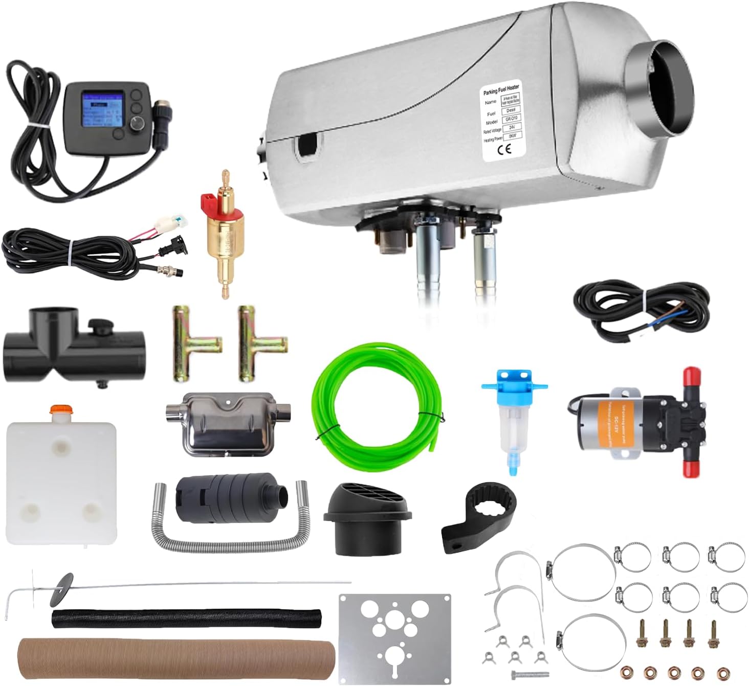 8kW Diesel Heater 24V All in One Diesel Heater,Diesel Water Heater With LCD Display，Aviation Plug，RV Water Heater,7-Speed Adjustment, Low Noise, Diesel Parking Heater for RVs，Trucks, Ships