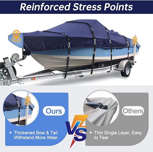 Miniatura 4 de Cubierta de lancha de grado marino 900D resistente a la decoloración y al desgarro, fundas de barco resistentes al agua y a prueba de rayos UV,