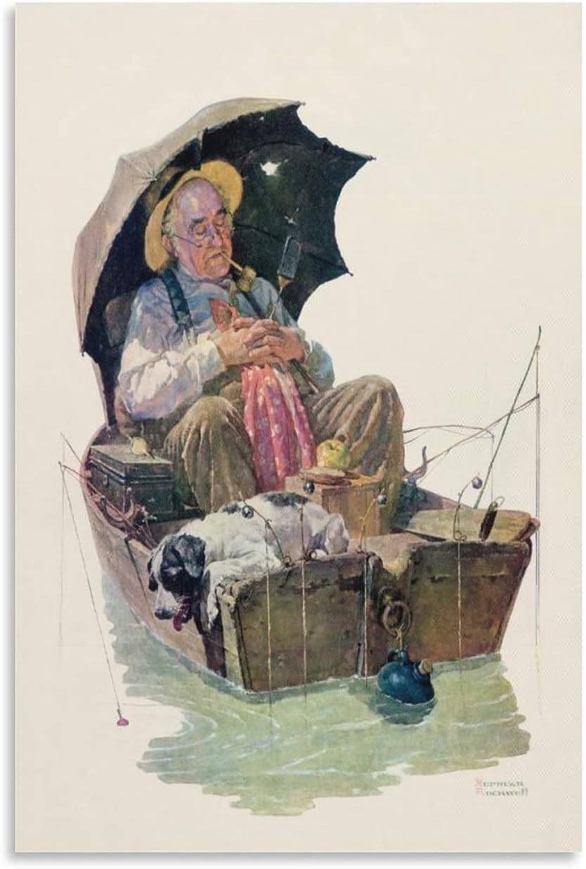 Gone Fishing, 1930 by Norman Rockwell Poster Decorative