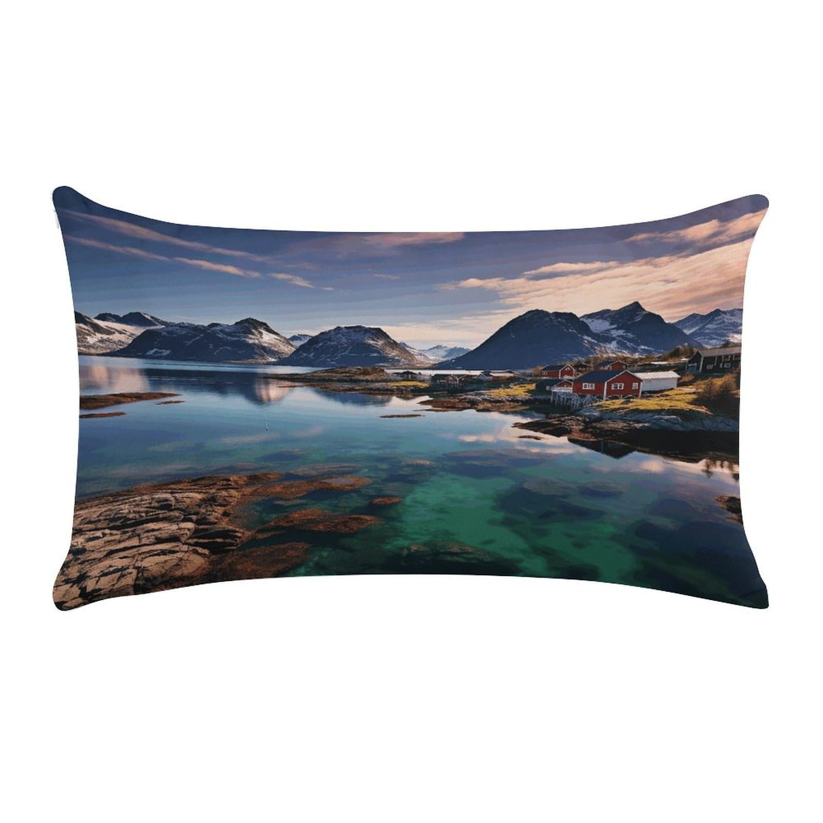 FodPand Norway Islands Throw Pillow Covers Rectangular Pillow Case Short Plush Pillowcase Cozy Pillow Protector Pillow Shames Soft Cushion Cases Decor Lumbar Pillow Shell 12"X20"