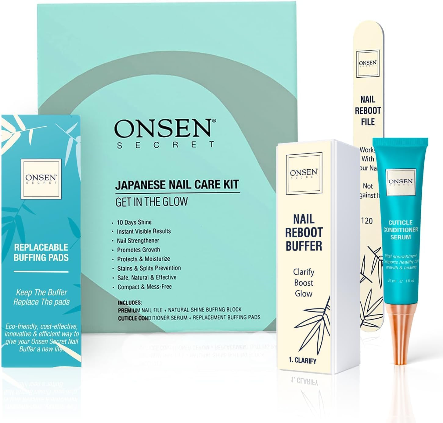 Onsen Japanese Nail Buffer and Shine Kit Professional Nail File, 3