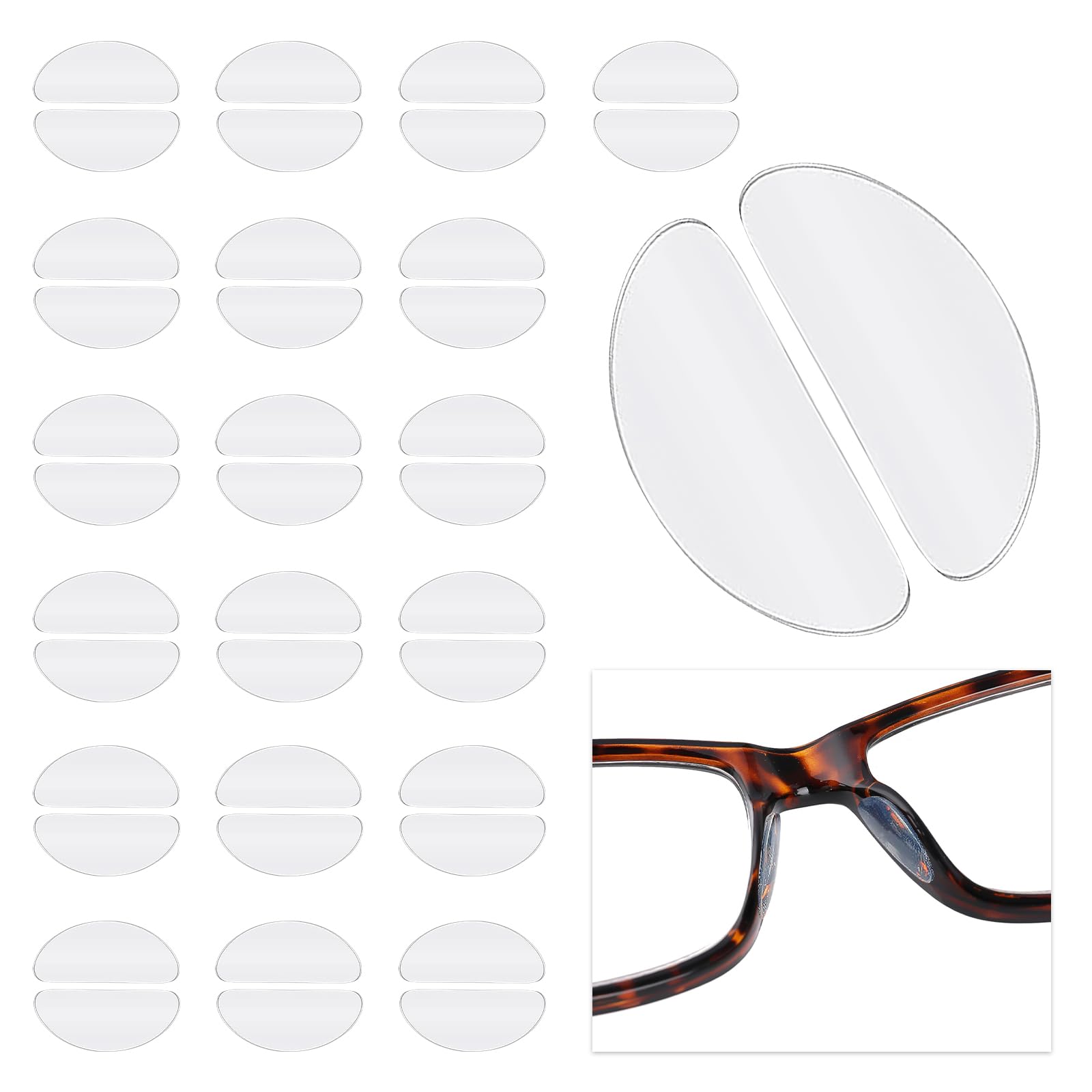 20 Paia Naselli Per Occhiali In Silicone - Antiscivolo, Trasparenti, Adesivi, Per Montature E Occhiali Da Sole
