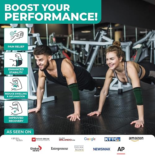 Vista 21 de Modvel Paquete de 2 coderas – Coderas de compresión para codo de golfista para aliviar el dolor en las articulaciones, recuperación, apoyos de Negro