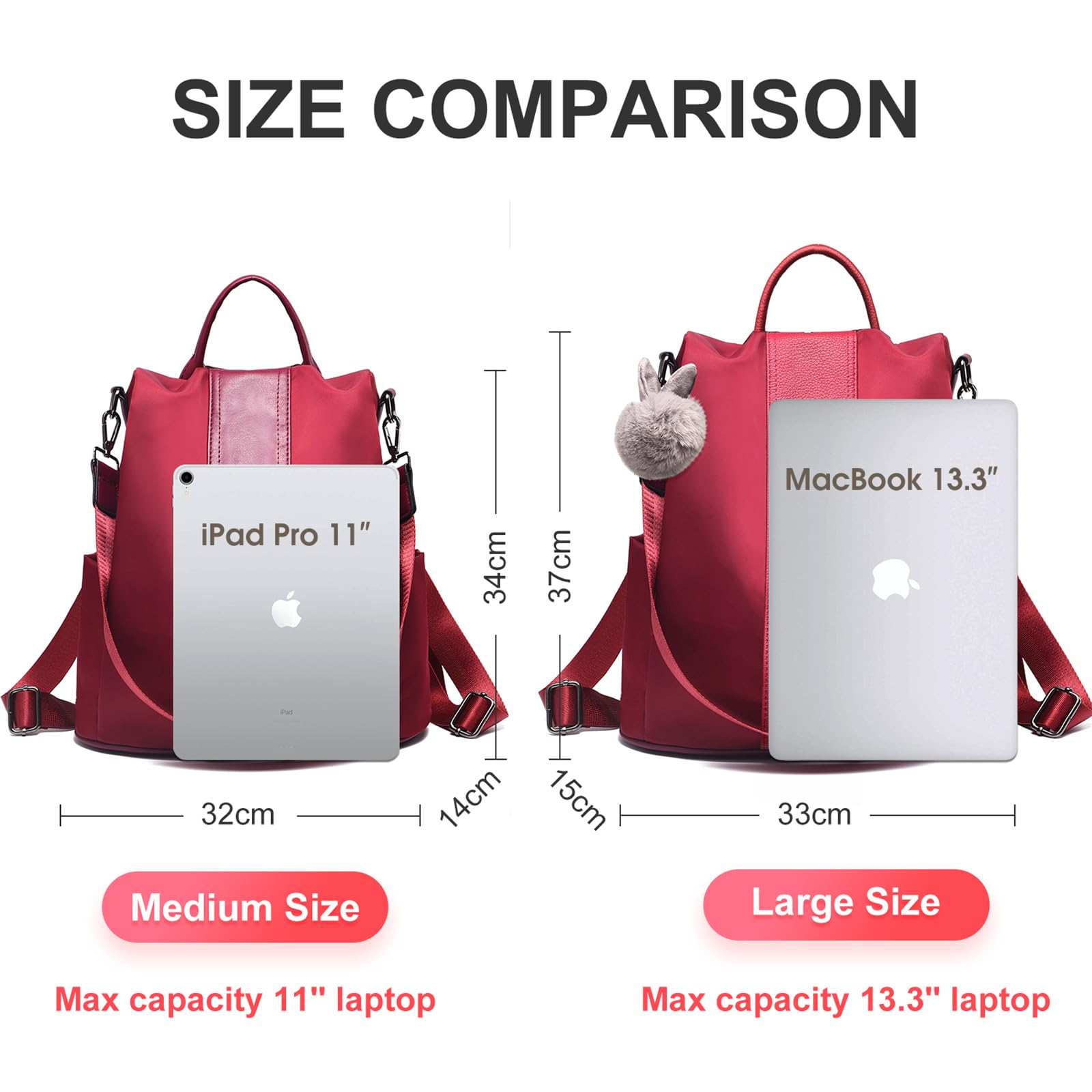 Charmore Zaino da Donna Antifurto Borse Nylon impermeabile Daypack Spalla per Viaggio Lavoro Scuola